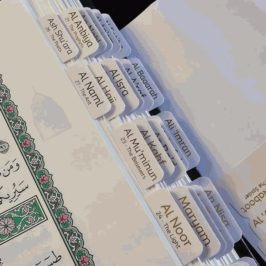 Al Bayan Personalized Tabbed Quran – Choose Your Size & Colors - Al Bayan Quran Tabs