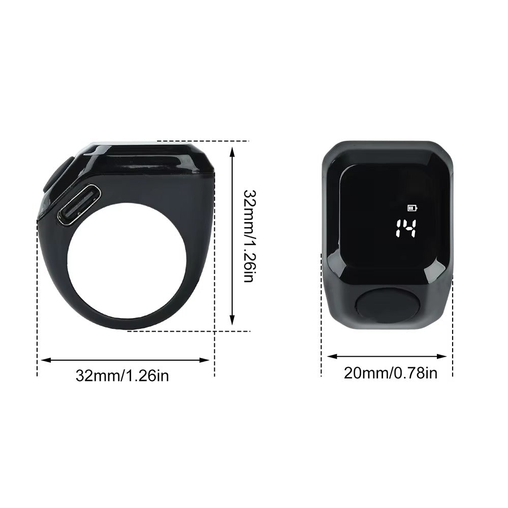 Smart Digital Tasbih Ring – Bluetooth Zikr & Prayer Counter